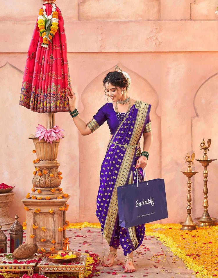 Purple Silk Woven Paithani Saree