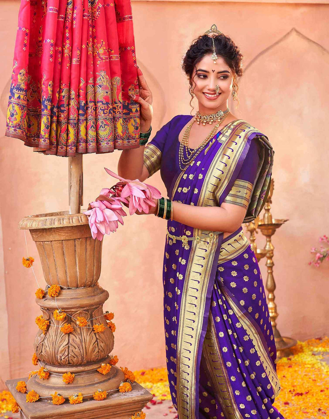 Purple Silk Woven Paithani Saree