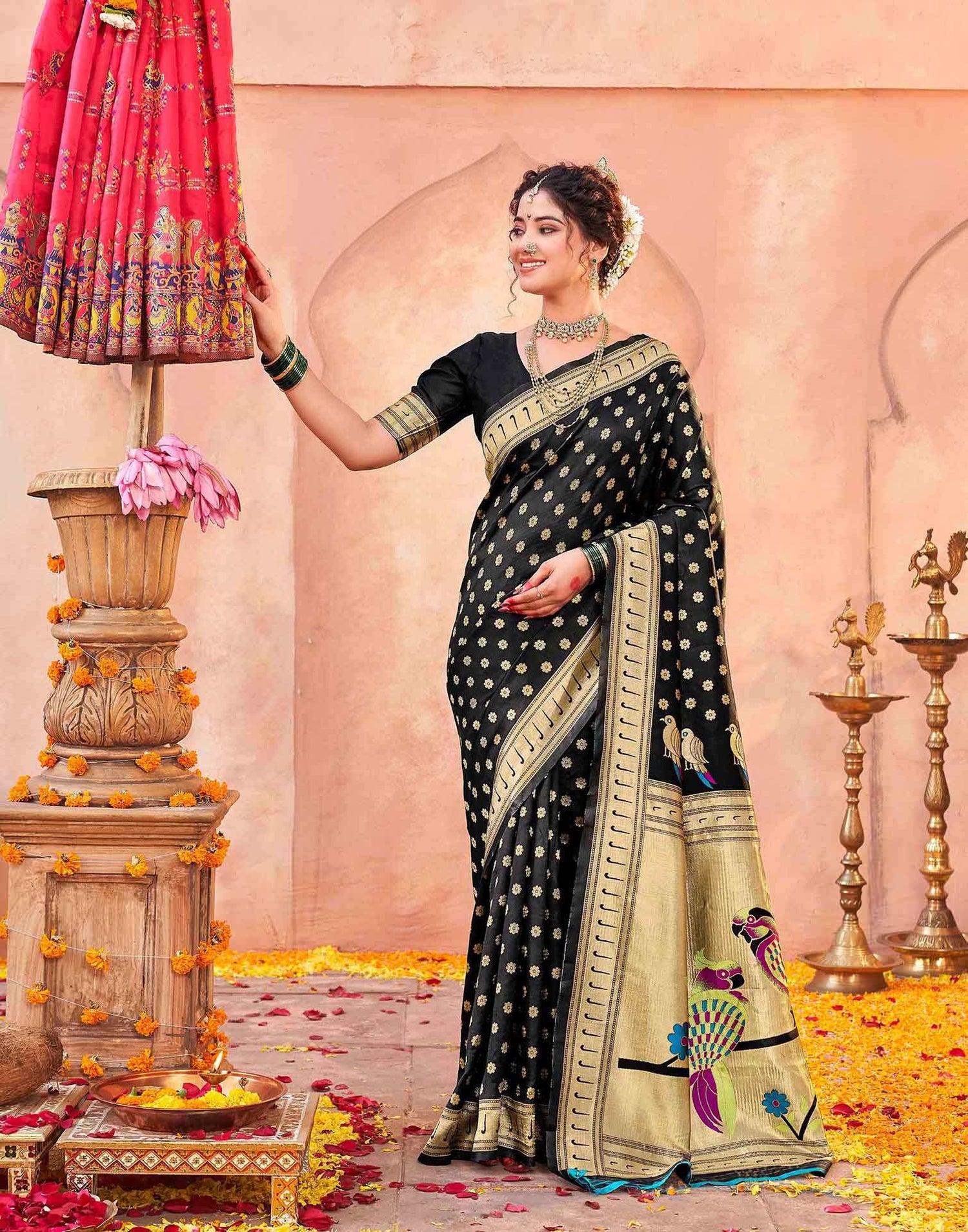 Black Silk Woven Paithani Saree