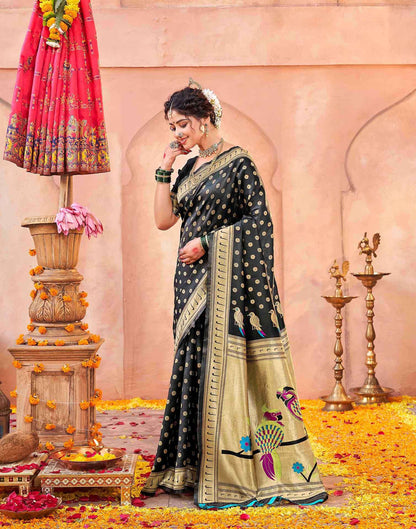 Black Silk Woven Paithani Saree