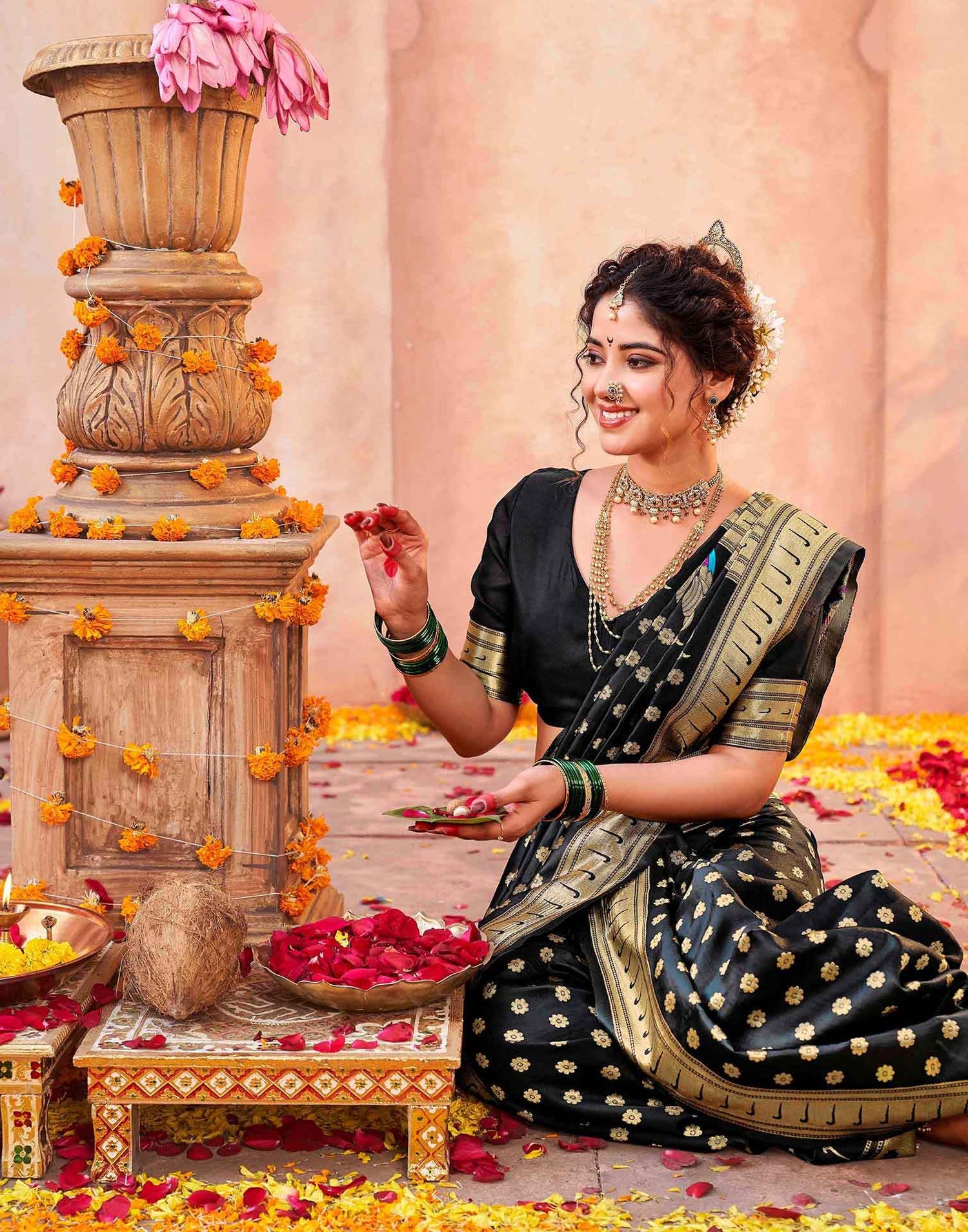 Black Silk Woven Paithani Saree