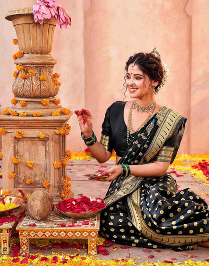 Black Silk Woven Paithani Saree