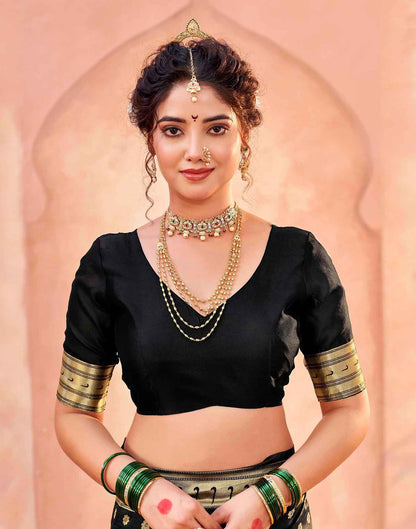 Black Silk Woven Paithani Saree