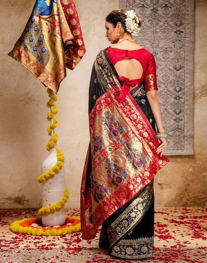 Black Silk Woven Paithani Saree