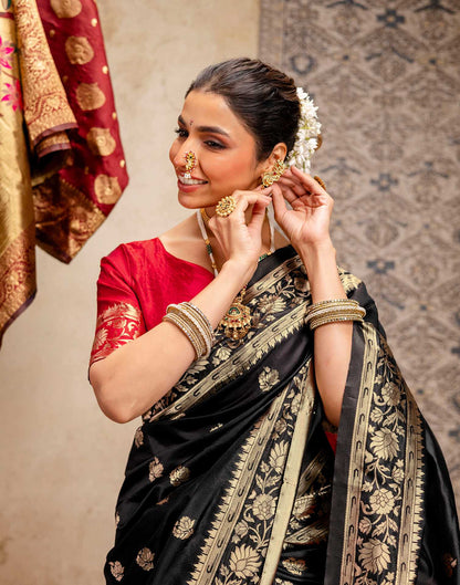 Black Silk Woven Paithani Saree