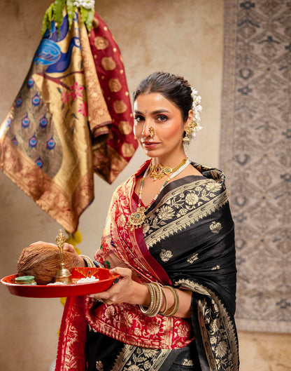 Black Silk Woven Paithani Saree