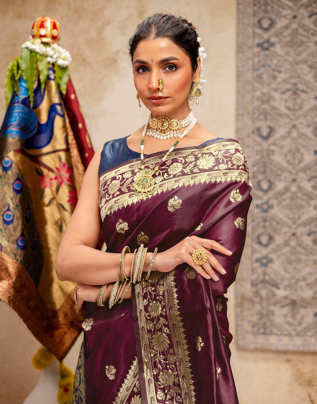 Maroon Silk Woven Paithani Saree