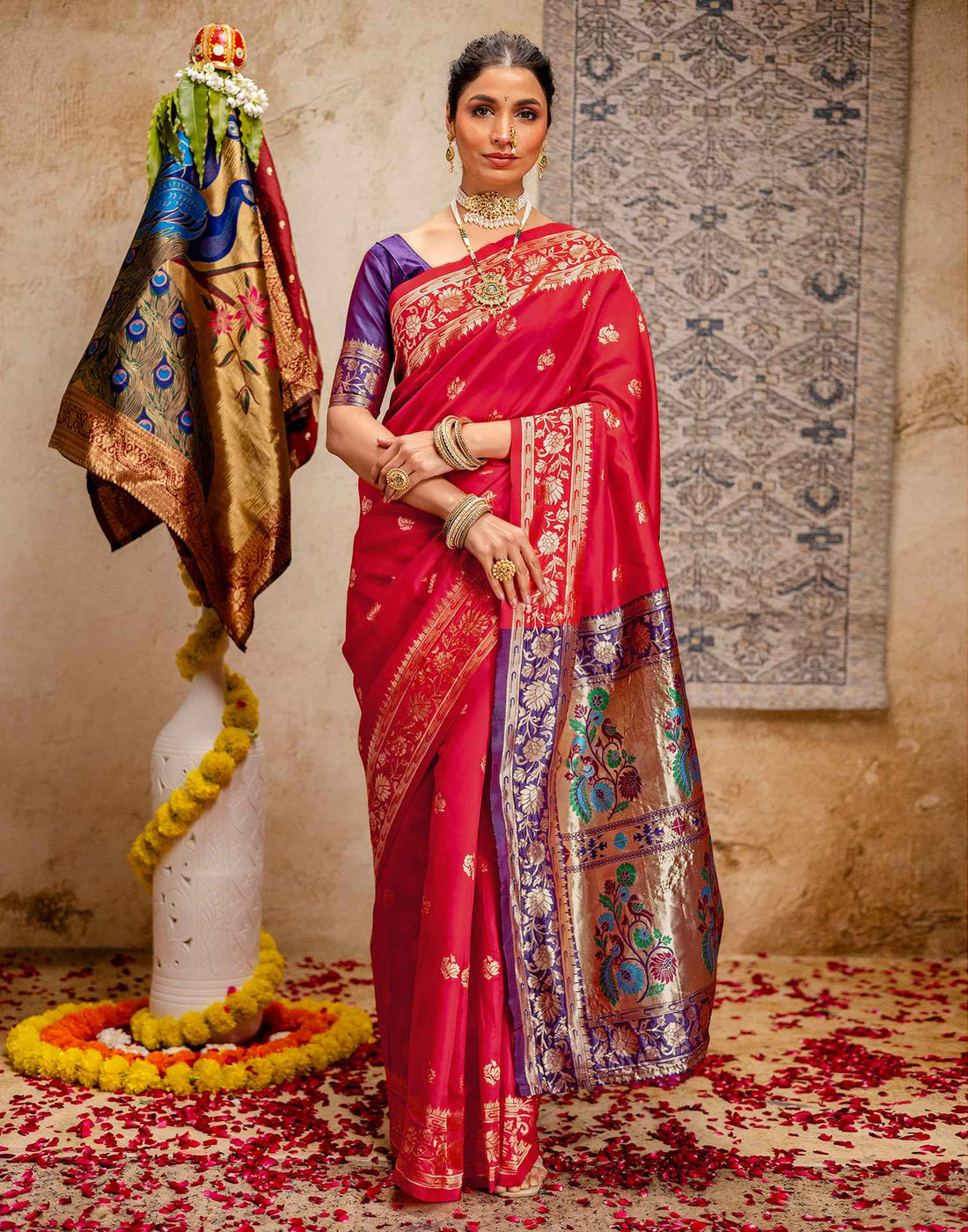 Red Silk Woven Paithani Saree
