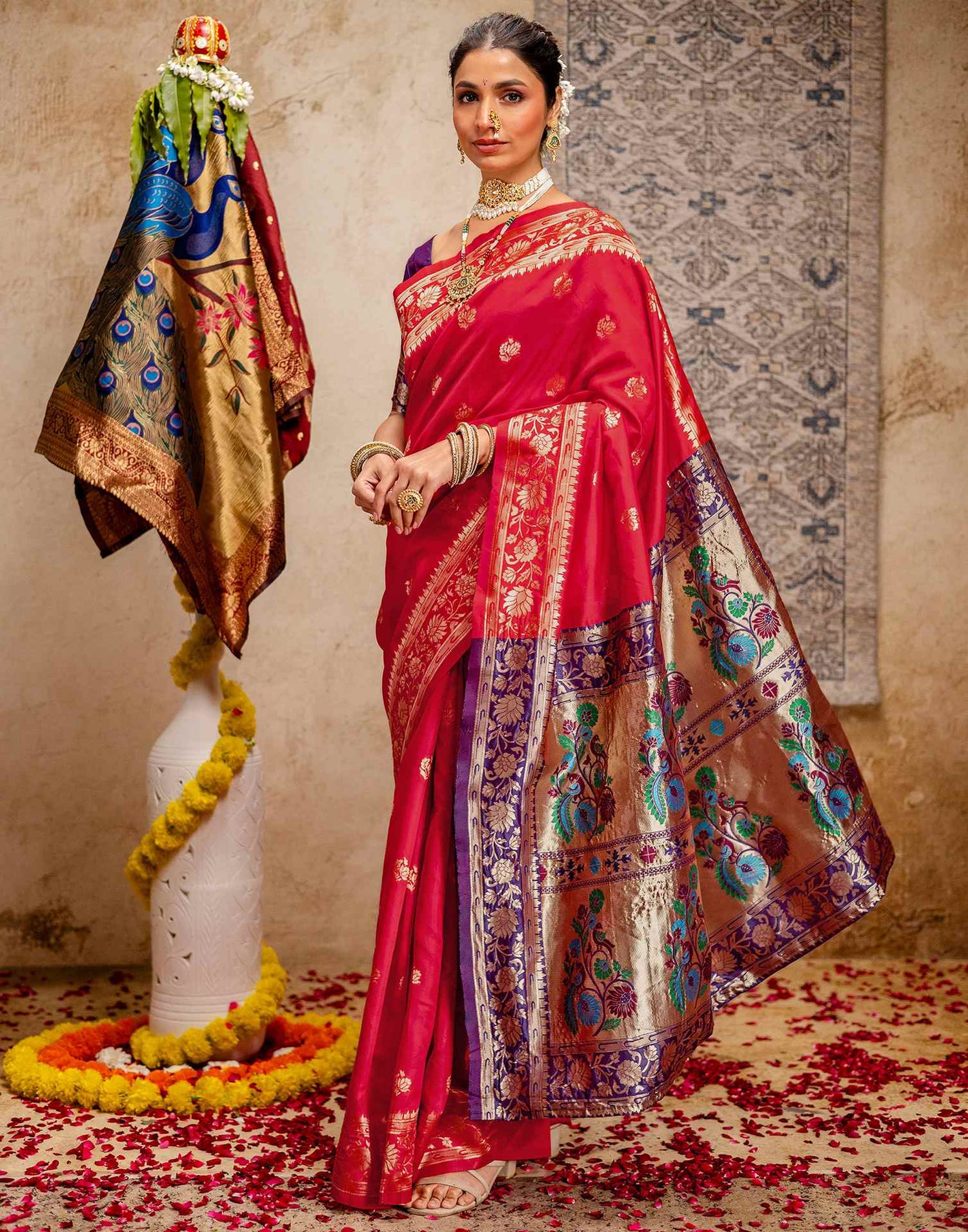 Red Silk Woven Paithani Saree