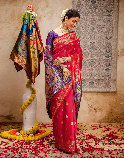Red Silk Woven Paithani Saree