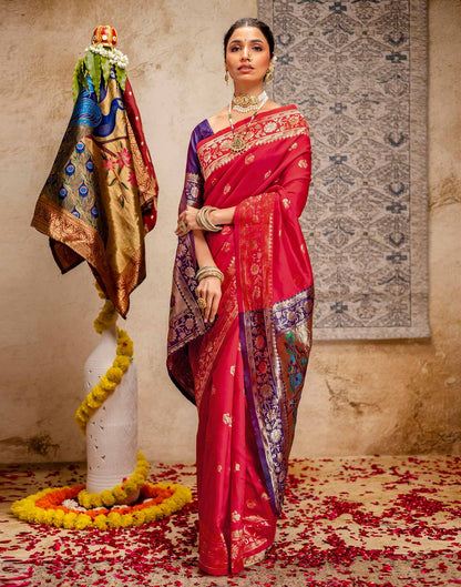 Red Silk Woven Paithani Saree
