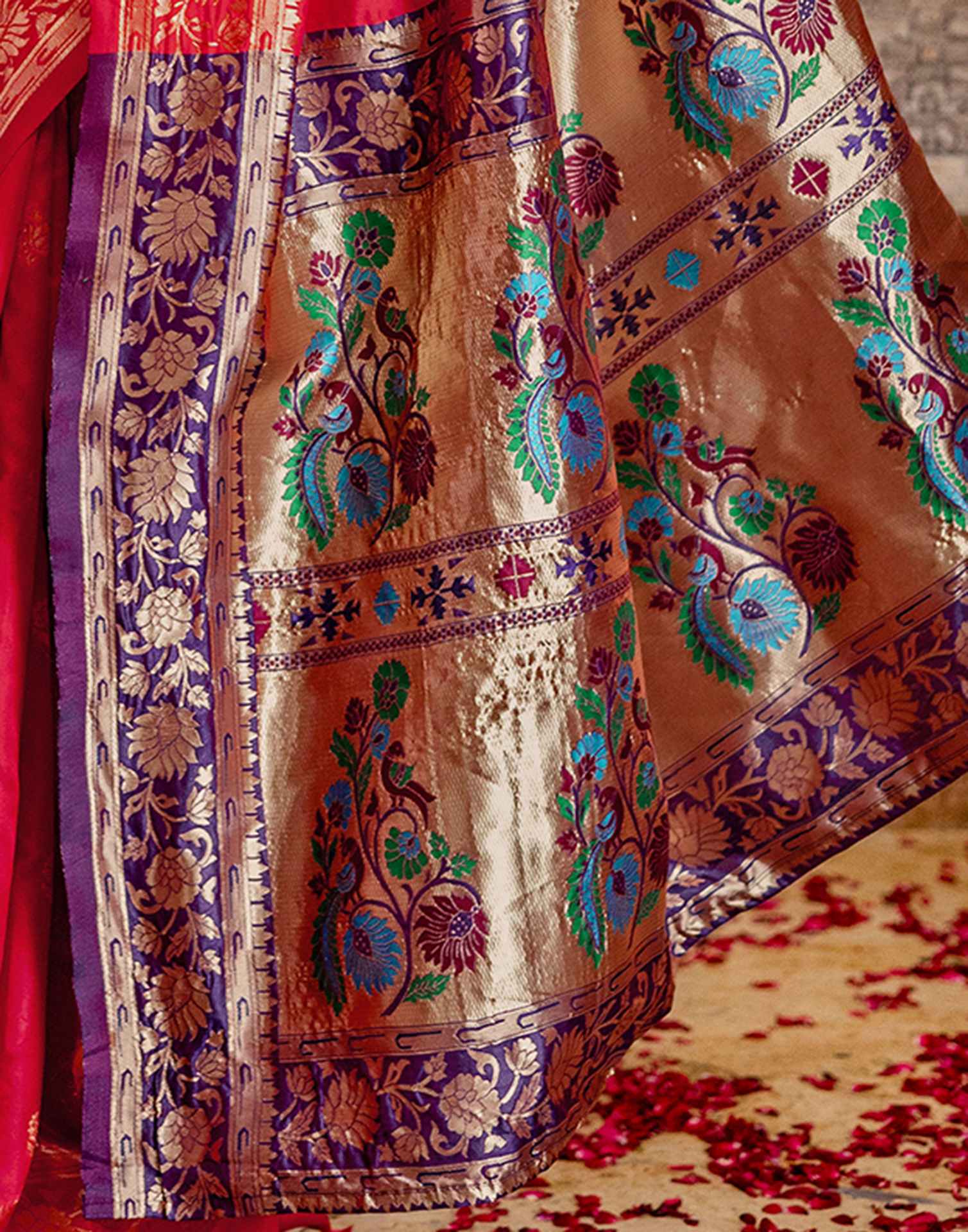 Red Silk Woven Paithani Saree