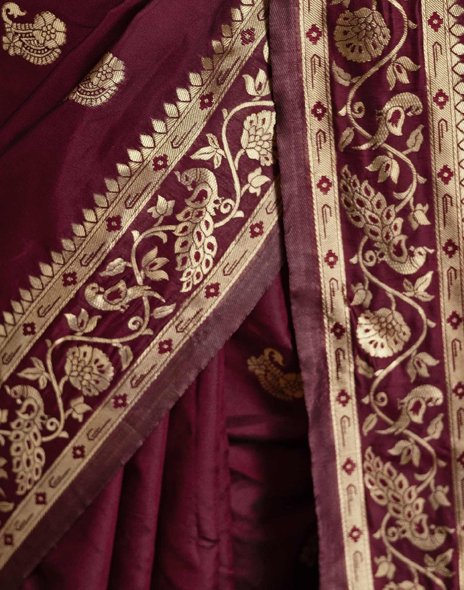 Maroon Silk Woven Paithani Saree