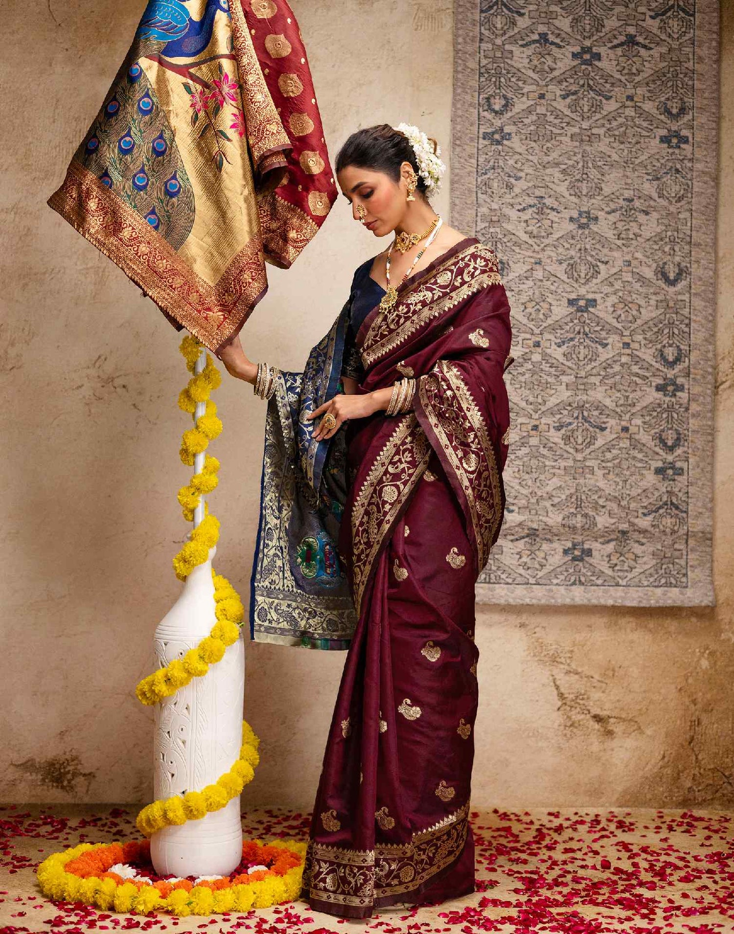 Maroon Silk Woven Paithani Saree