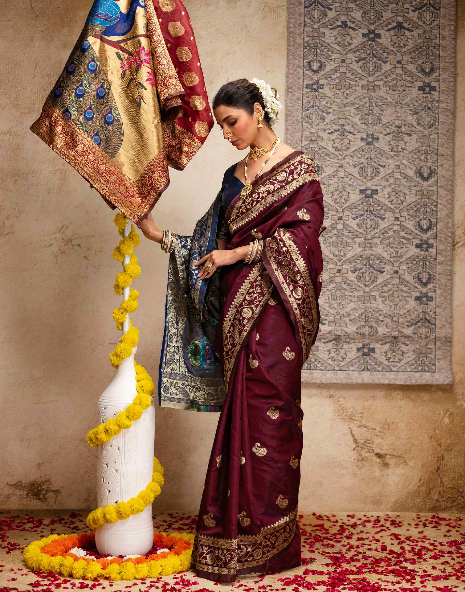 Maroon Silk Woven Paithani Saree