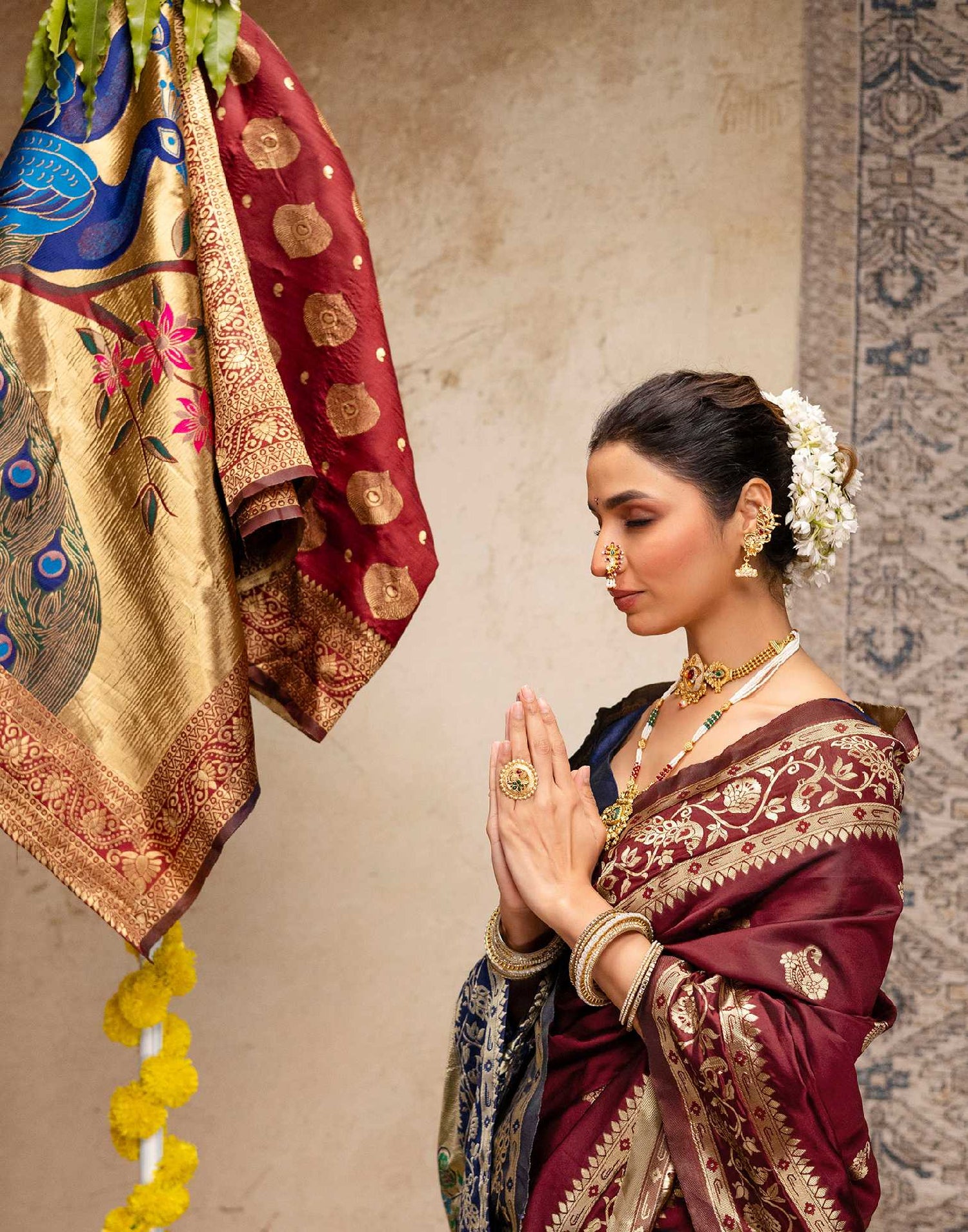 Maroon Silk Woven Paithani Saree