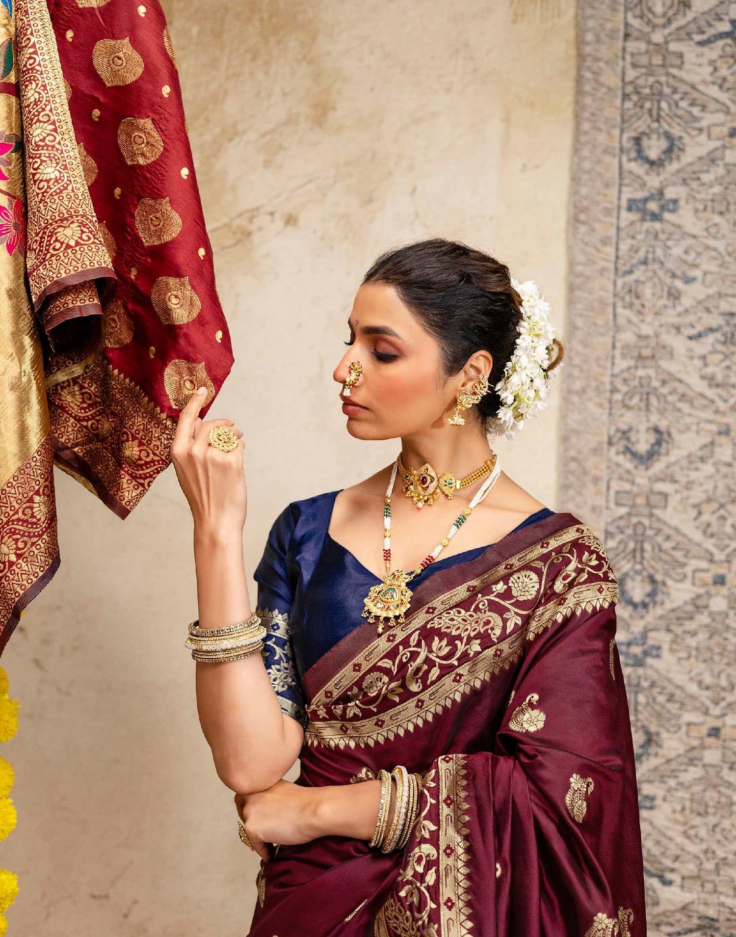 Maroon Silk Woven Paithani Saree