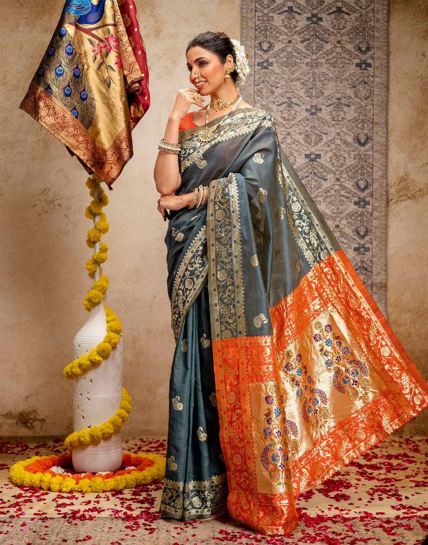 Rama Green Silk Woven Paithani Saree