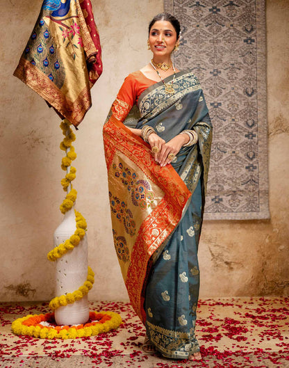 Rama Green Silk Woven Paithani Saree