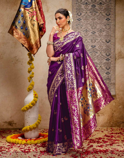 Dark Purple Silk Woven Paithani Saree