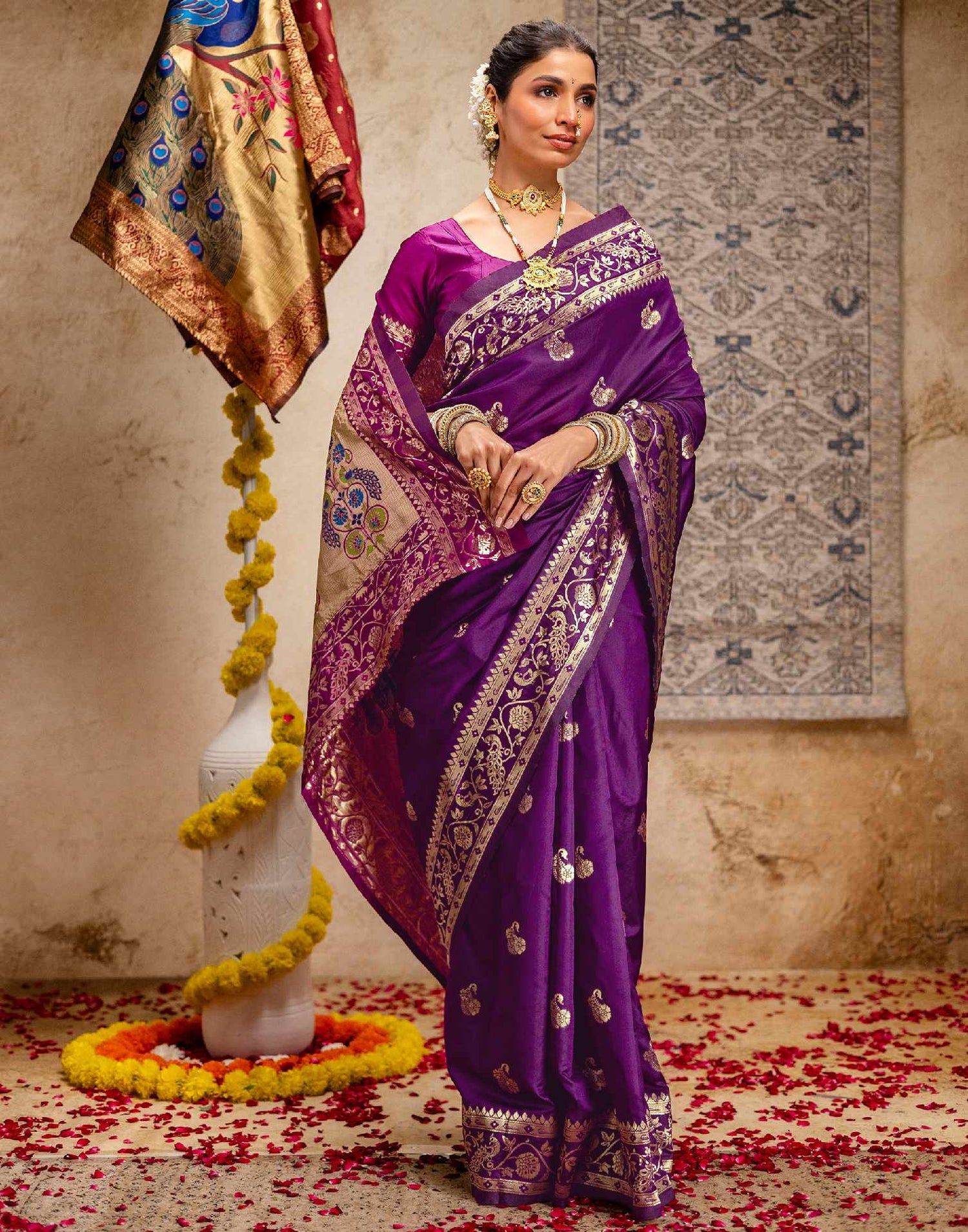 Dark Purple Silk Woven Paithani Saree