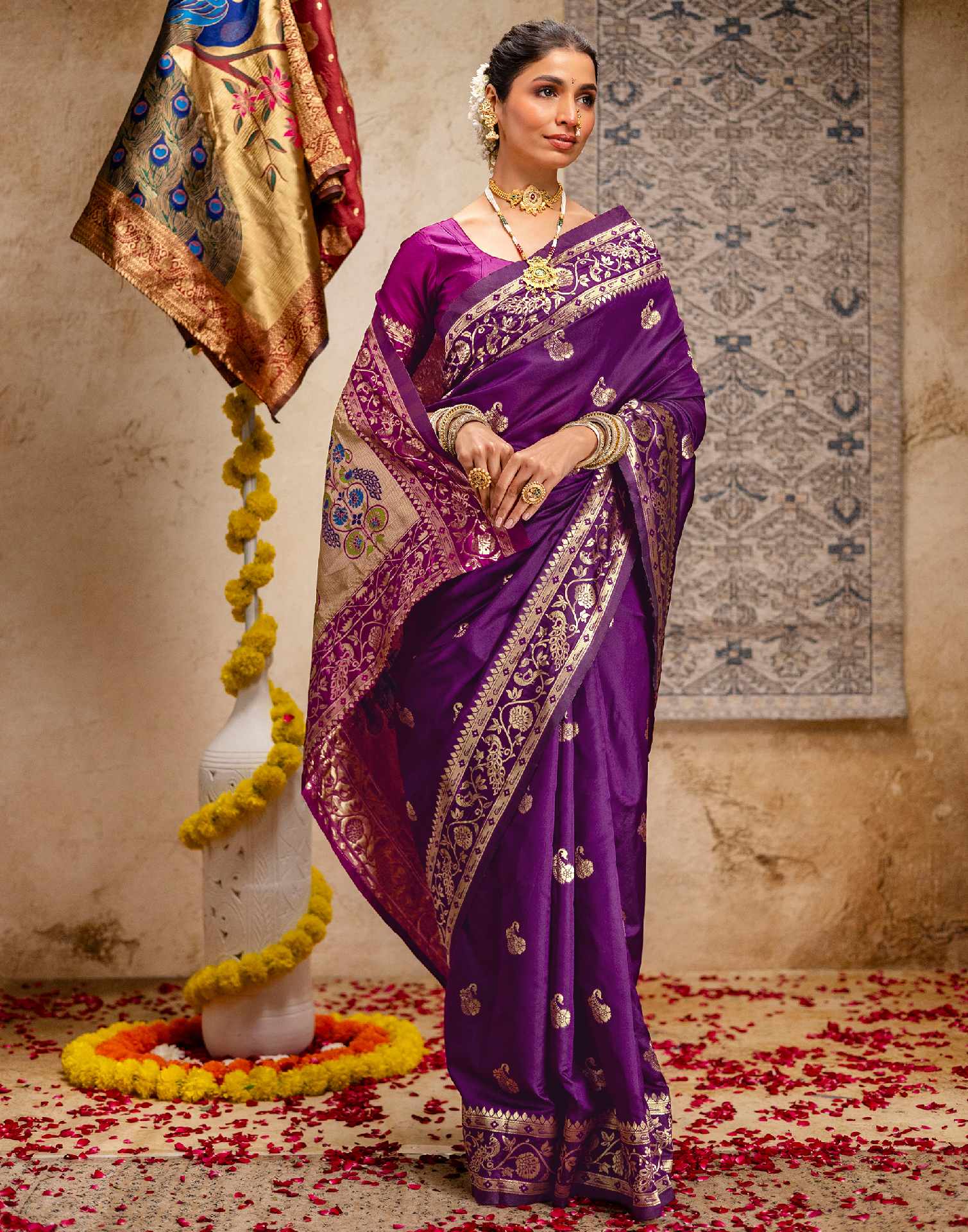 Dark Purple Silk Woven Paithani Saree