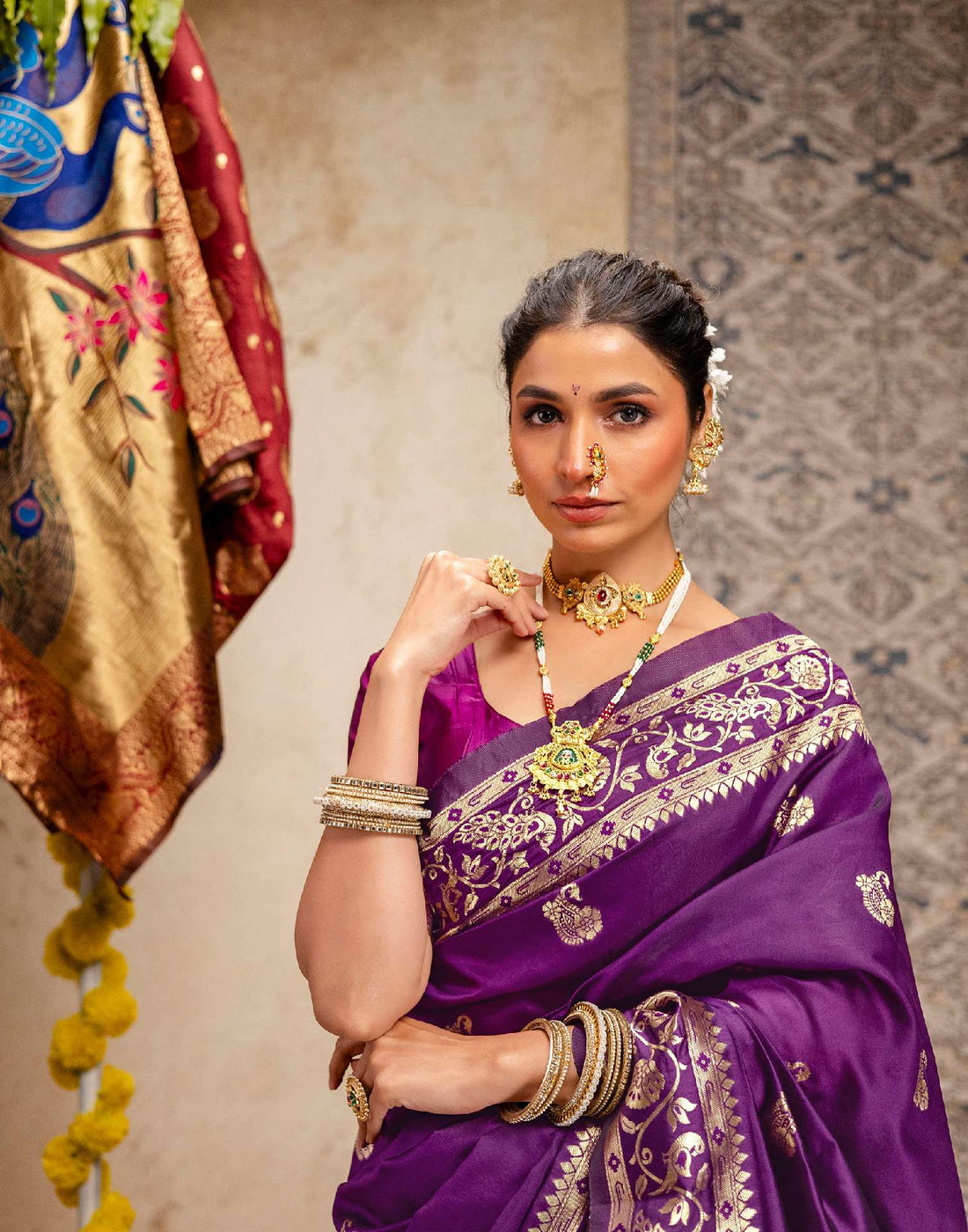 Dark Purple Silk Woven Paithani Saree