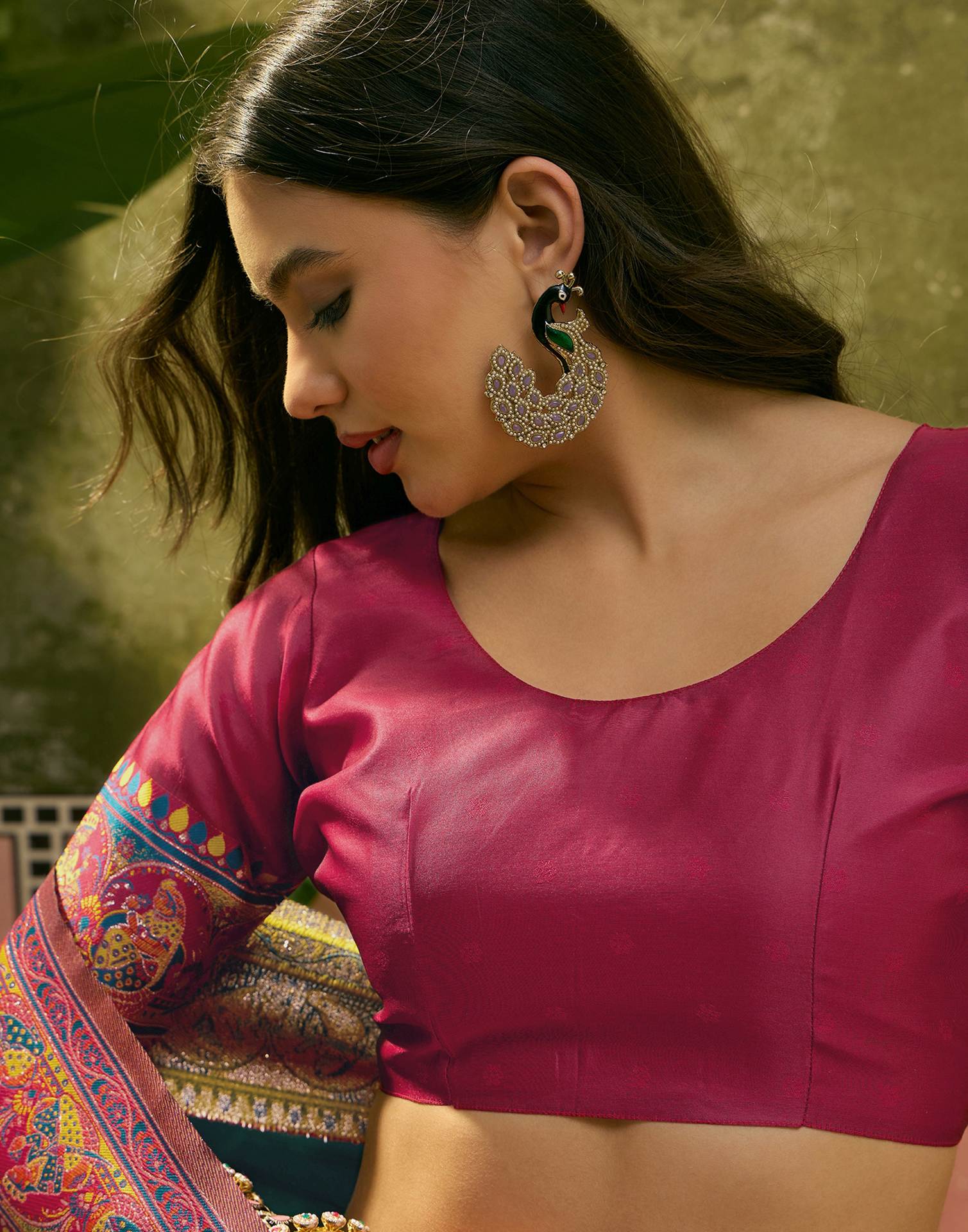 Teal Blue Silk Woven Kalamkari Saree