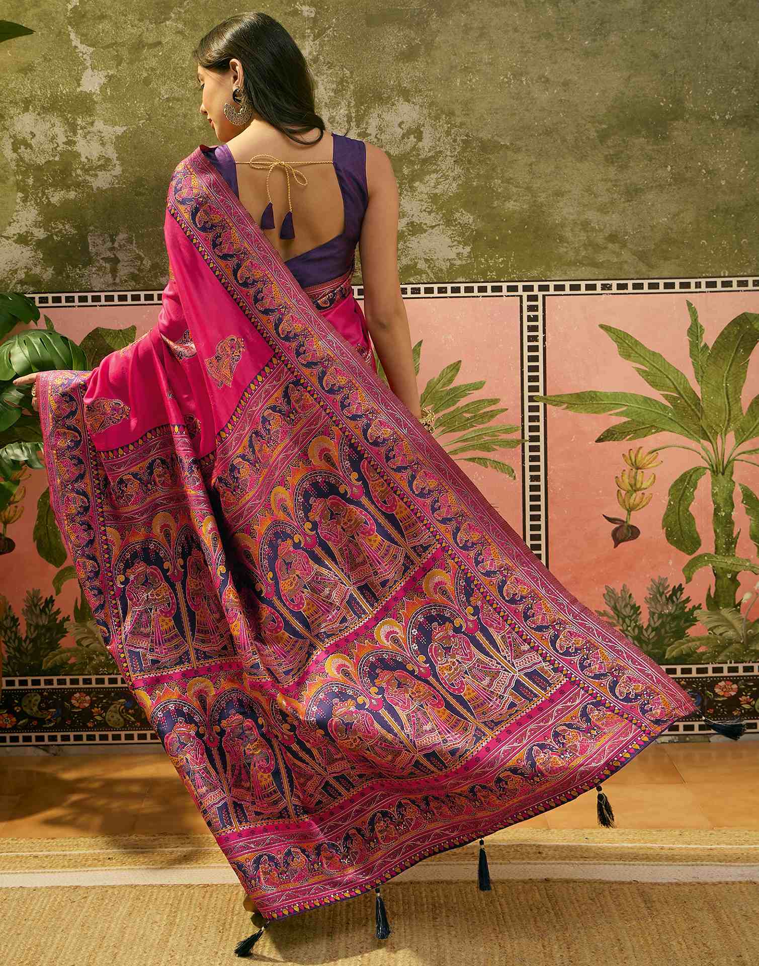 Pink Silk Woven Kalamkari Saree