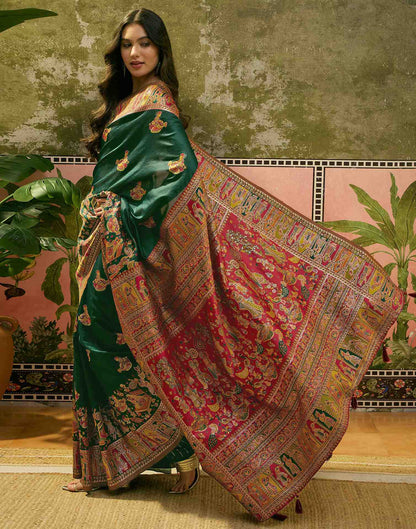 Green Silk Woven Kalamkari Saree