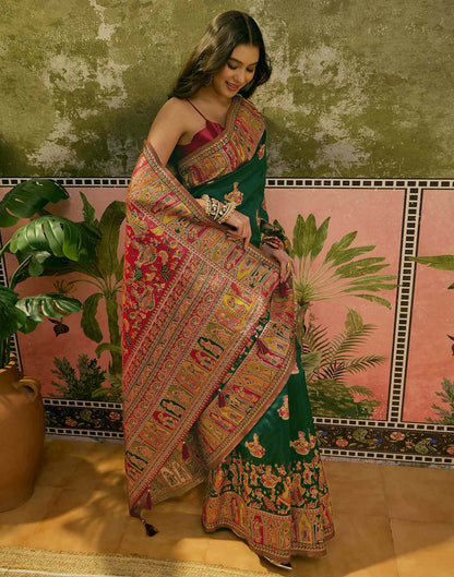 Green Silk Woven Kalamkari Saree