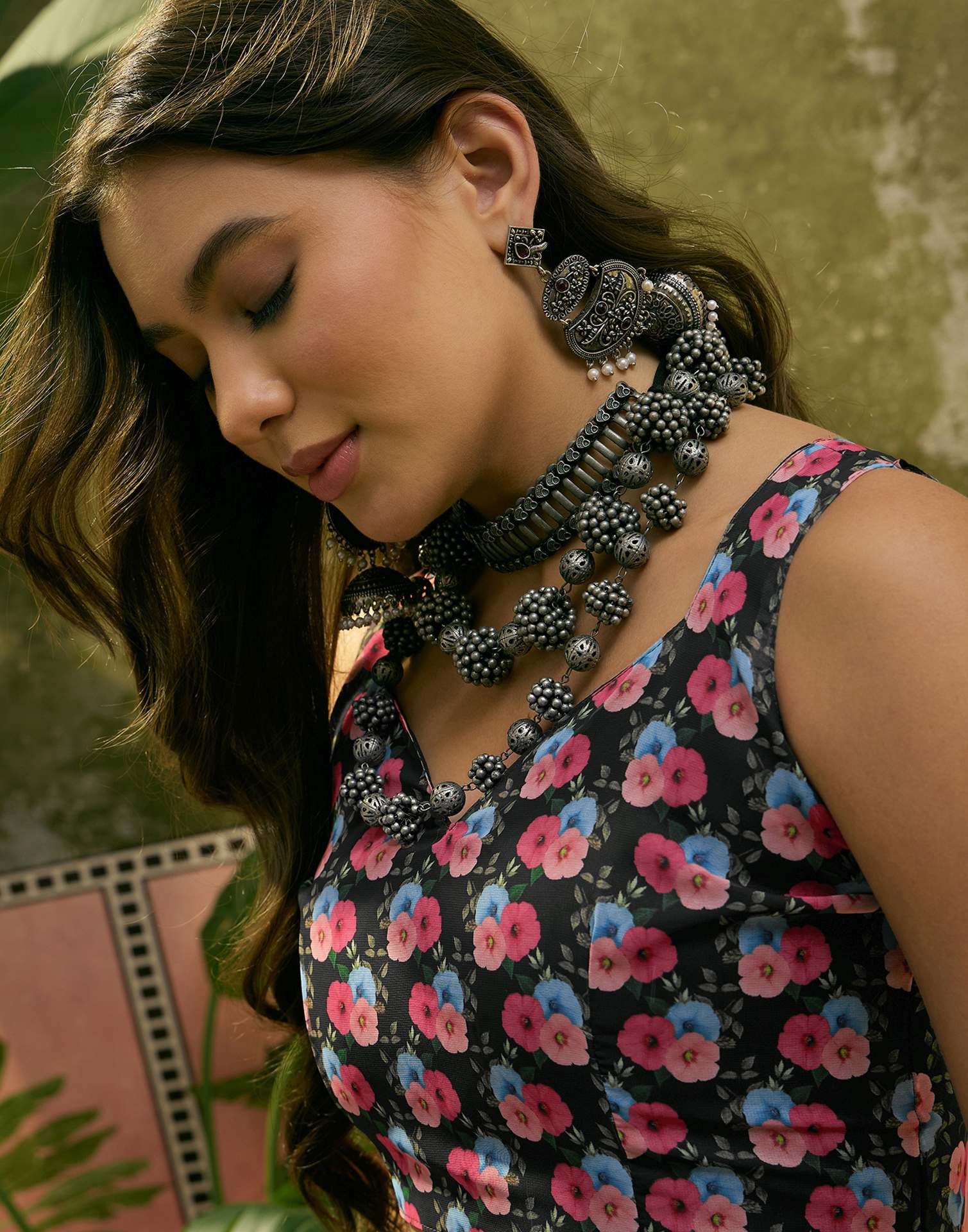 Black Georgette Floral Printed Saree