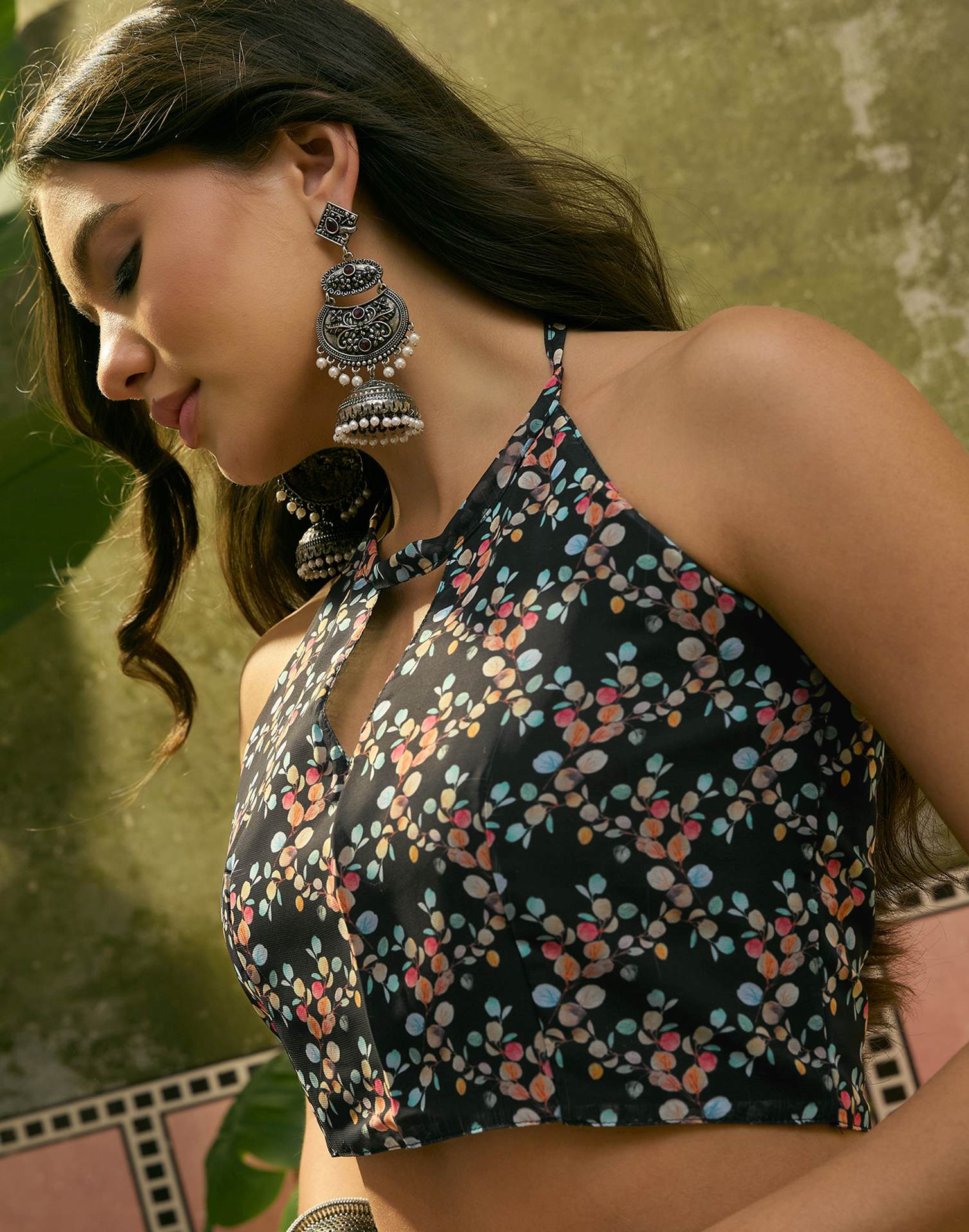 Black Georgette Floral Printed Saree