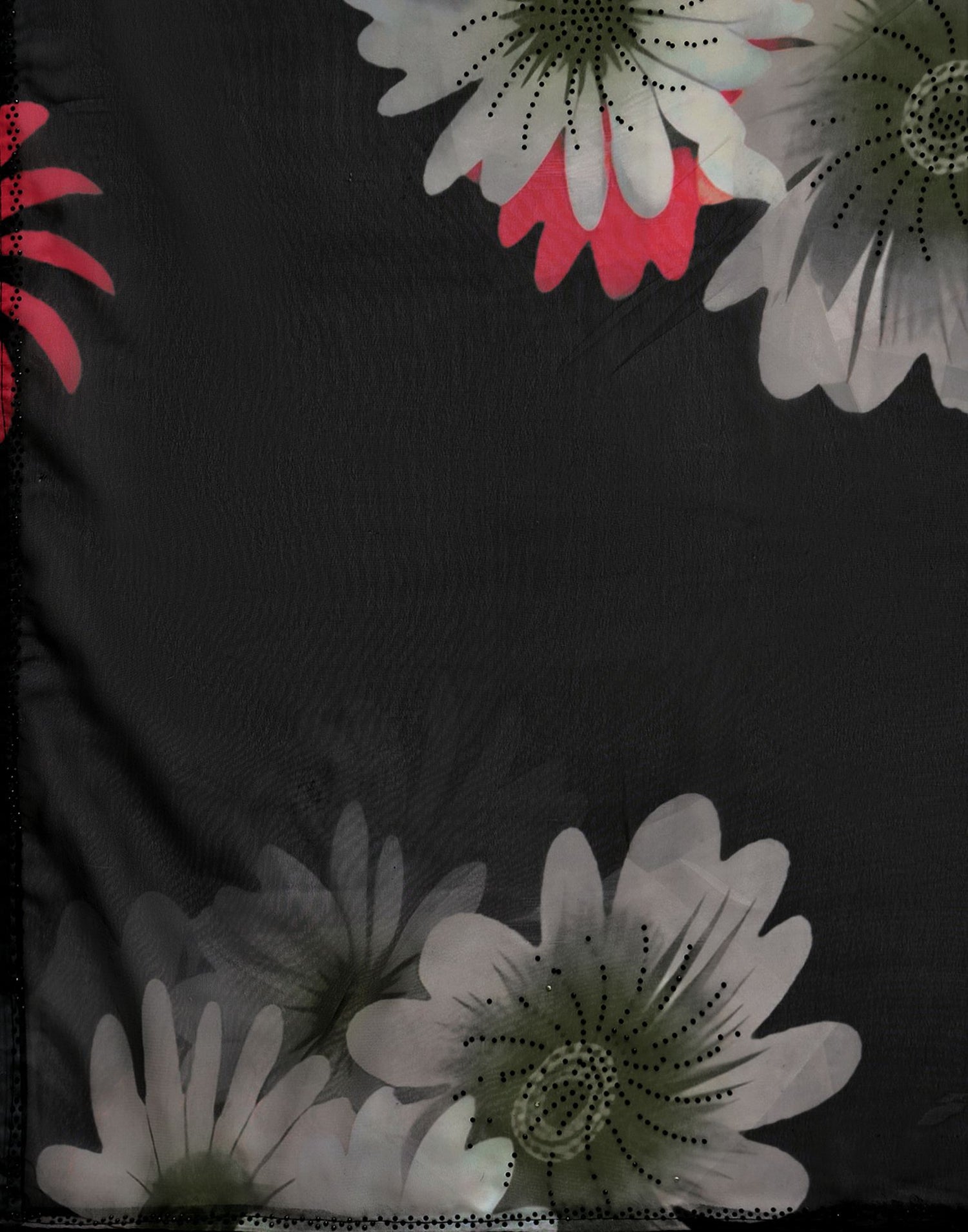 Black Georgette Floral Printed Saree