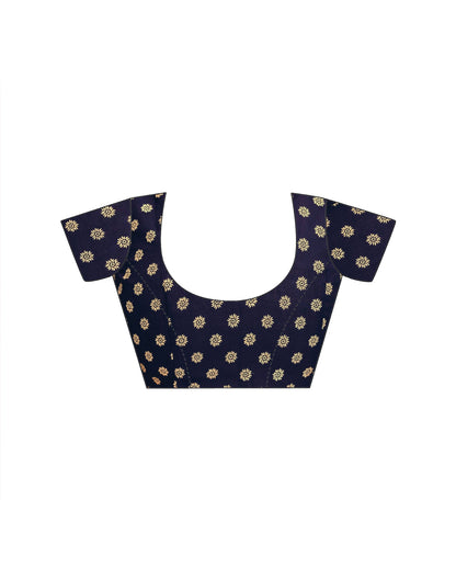 Navy Blue Georgette Foil Printed Saree