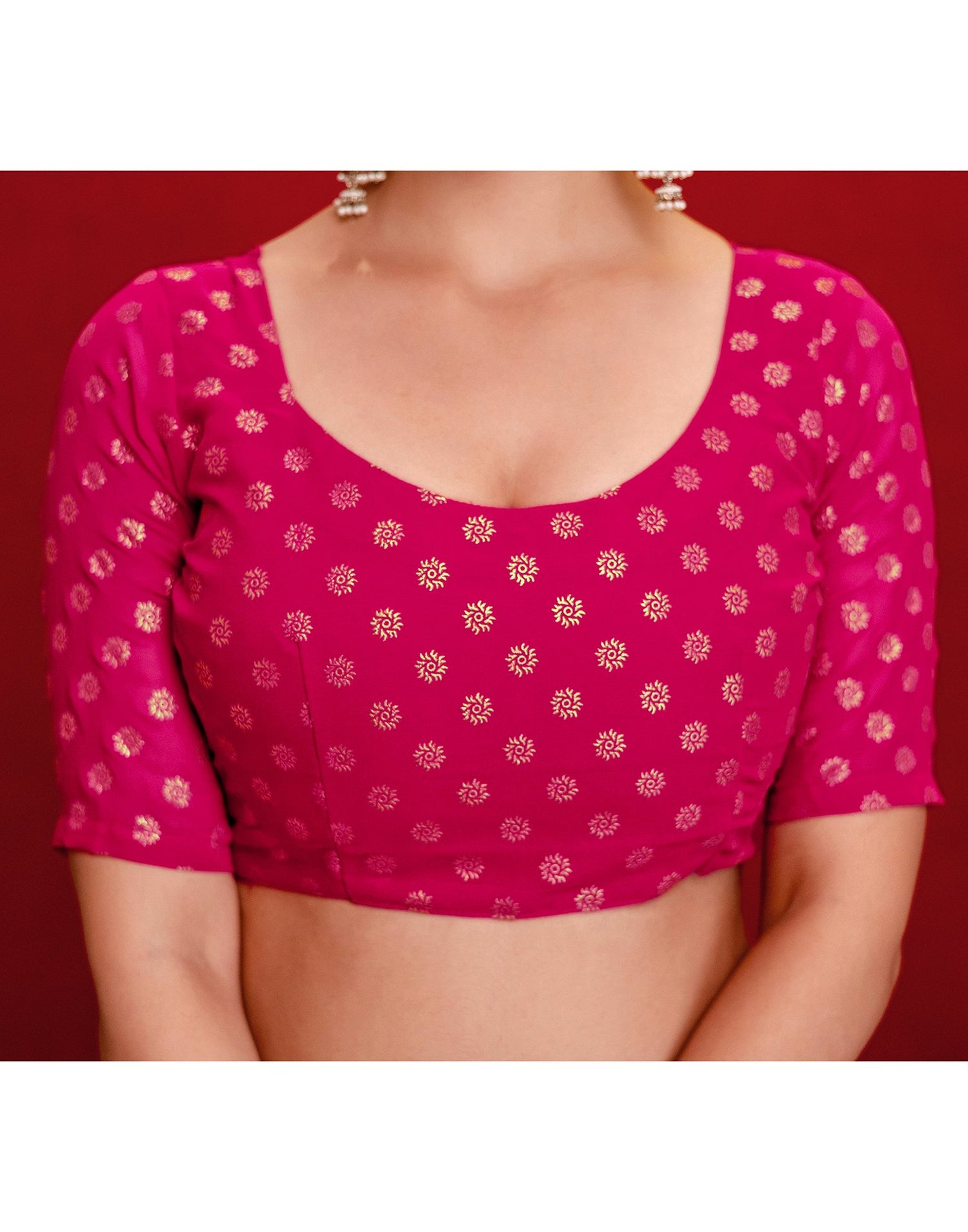 Pink Georgette Foil Printed Saree