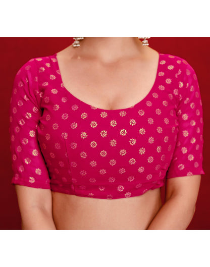 Pink Georgette Foil Printed Saree