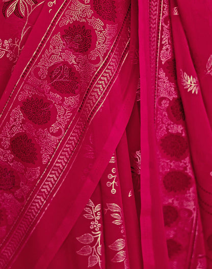 Pink Georgette Foil Printed Saree