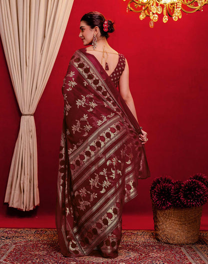 Maroon Georgette Foil Printed Saree