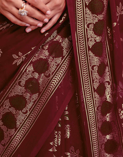 Maroon Georgette Foil Printed Saree
