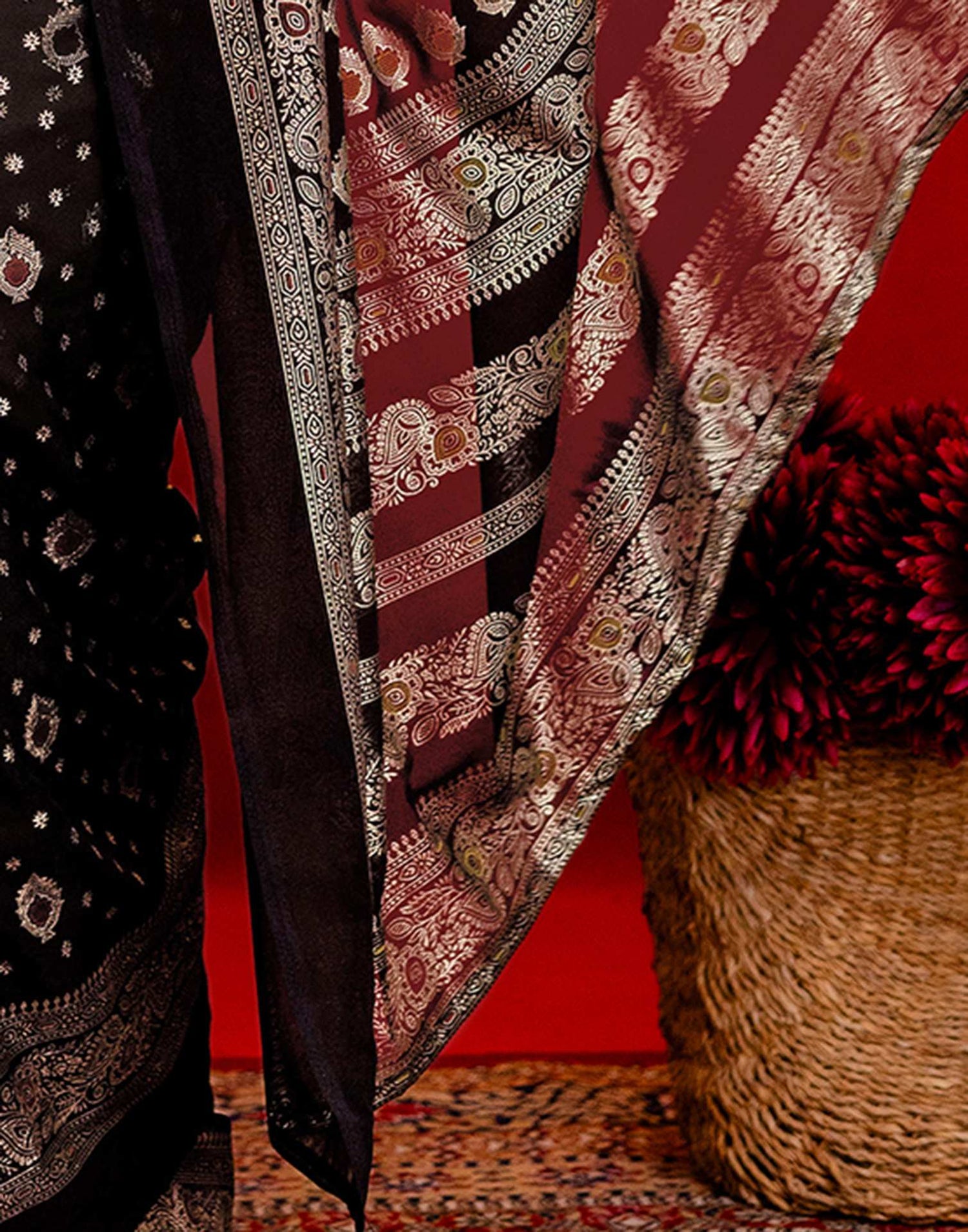 Black Georgette Foil Printed Saree