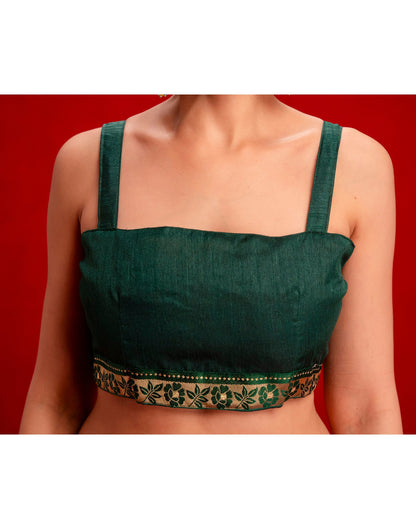 Dark Green Chiffon Printed Saree