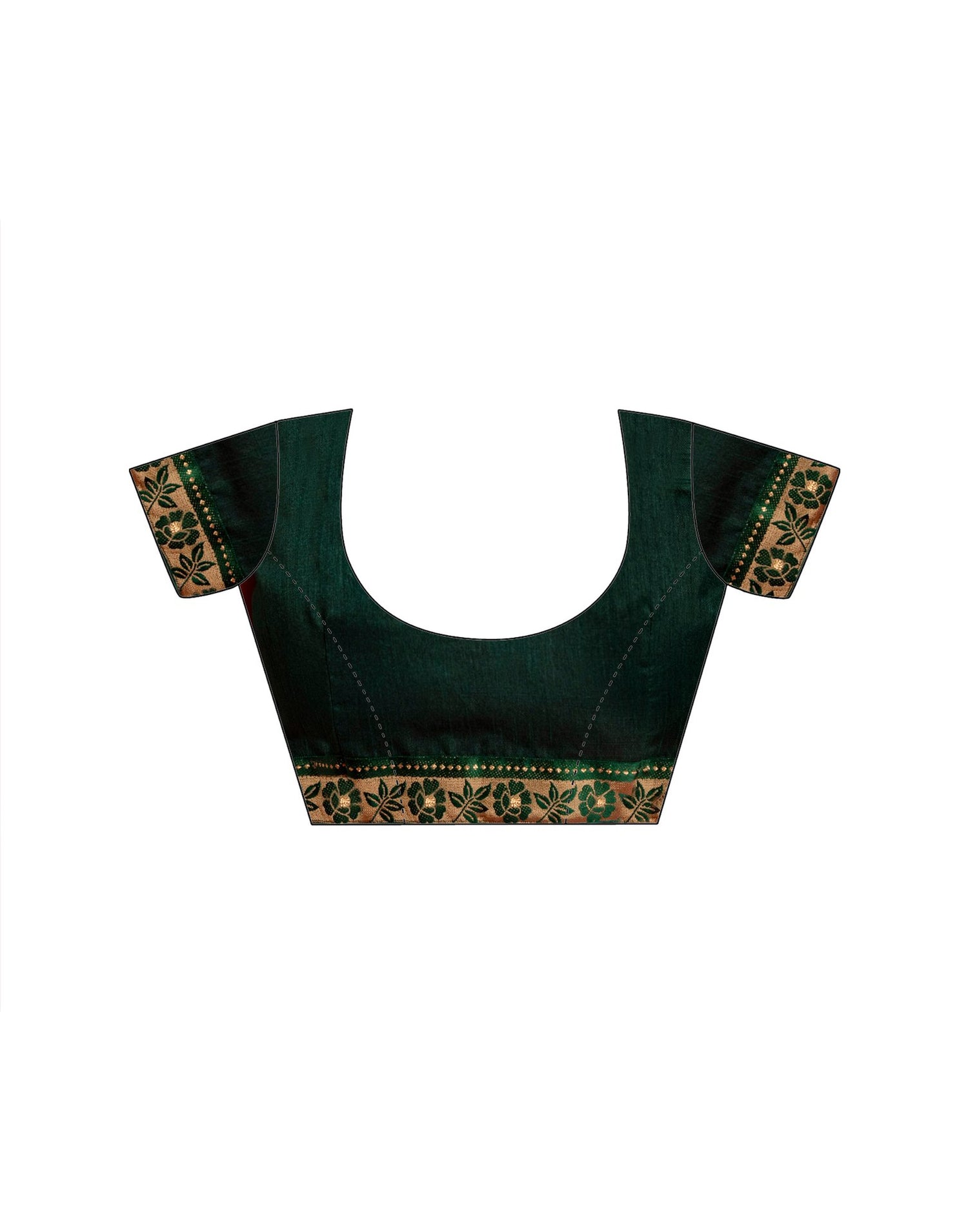 Dark Green Chiffon Printed Saree