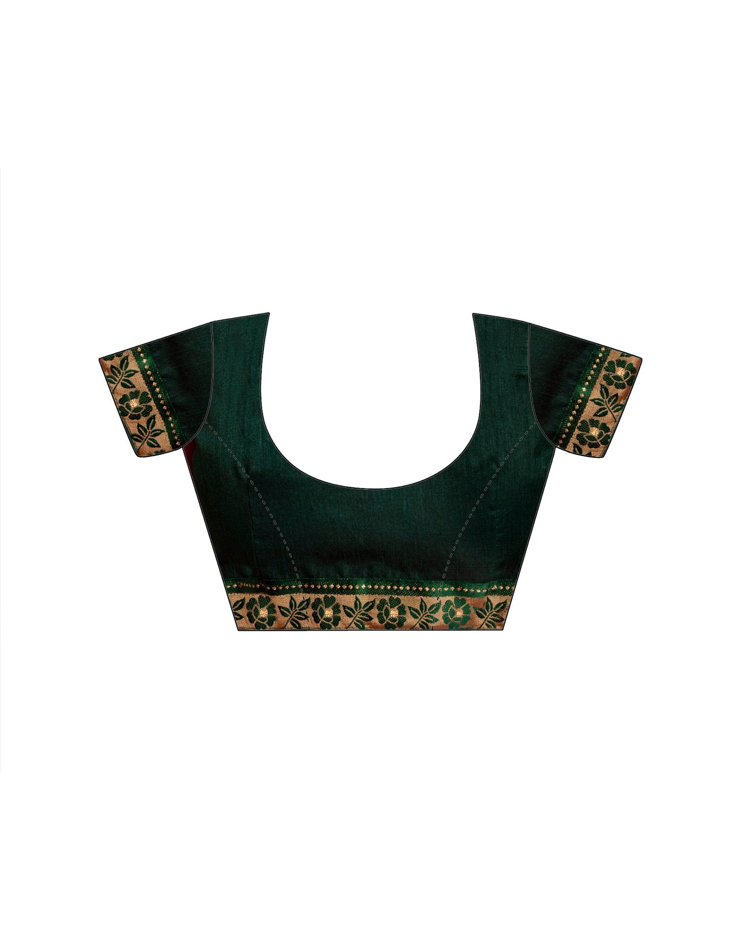 Dark Green Chiffon Printed Saree