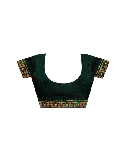 Dark Green Chiffon Printed Saree