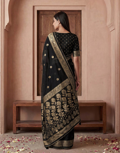 Black Georgette Foil Printed Saree