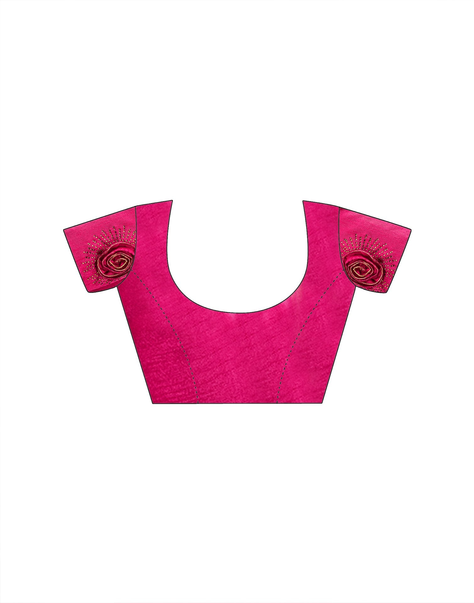Rani Pink Chiffon Woven Border Saree