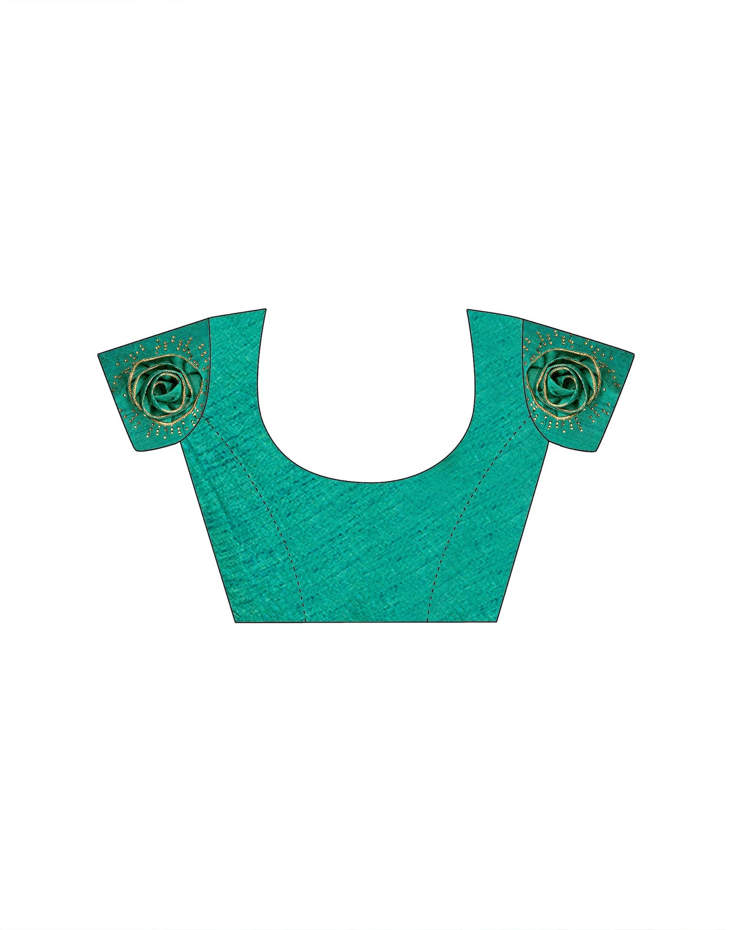 Teal Green Chiffon Woven Border Saree