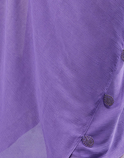 Lavender Chiffon Woven Border Saree