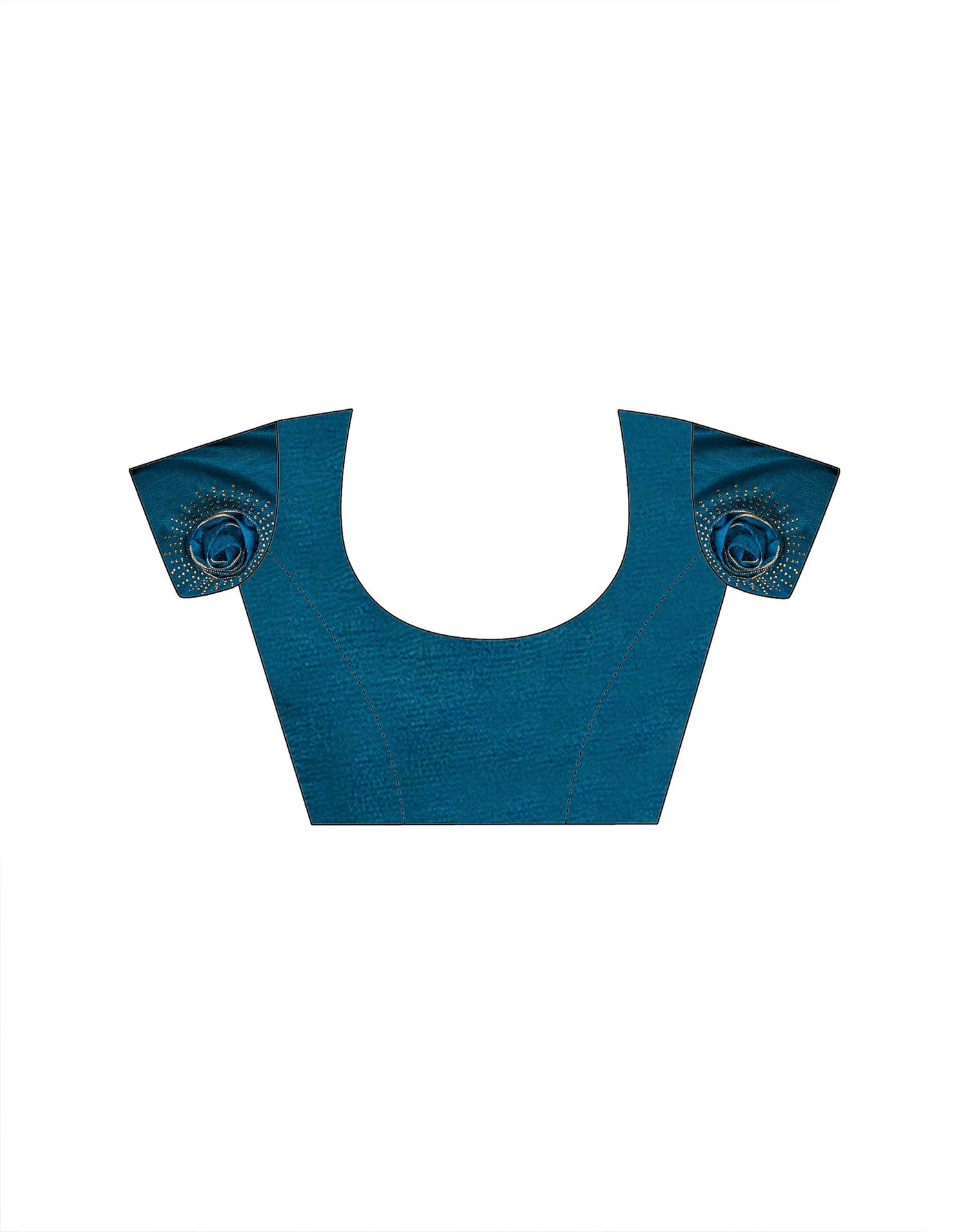 Peacock Blue Chiffon Woven Border Saree